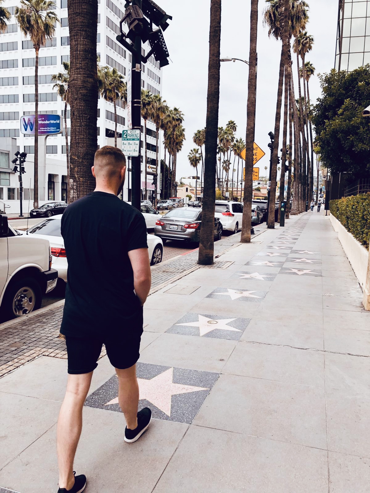 James Hacking walking the Hollywood Walk of Fame in Los Angeles